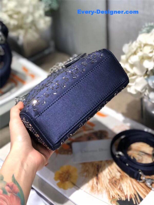 mini lady dior bag black strass cannage satin - Image 3