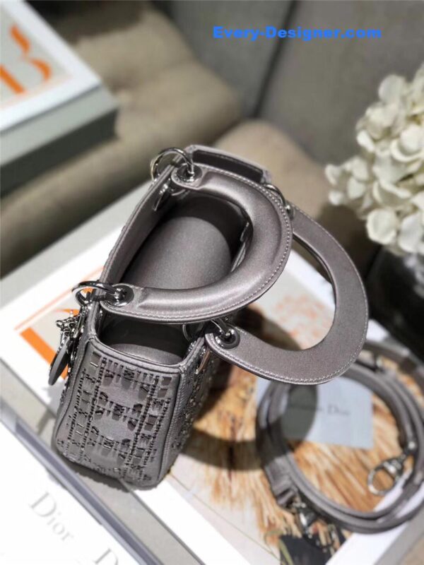 mini lady dior bag black strass cannage satin - Image 3