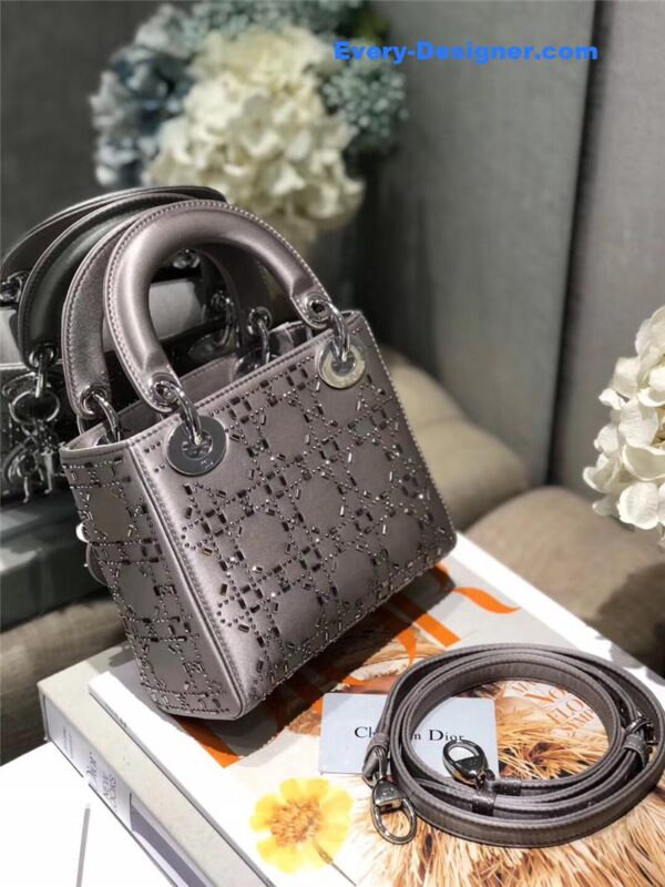 mini lady dior bag black strass cannage satin - Image 4