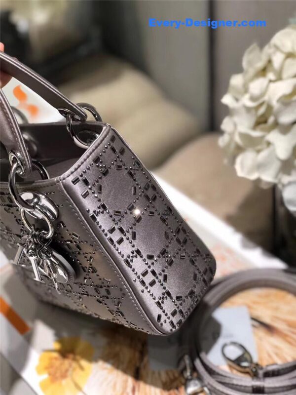 mini lady dior bag black strass cannage satin - Image 6