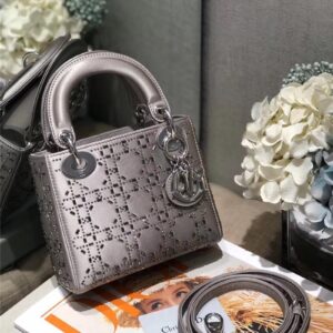 mini lady dior bag black strass cannage satin