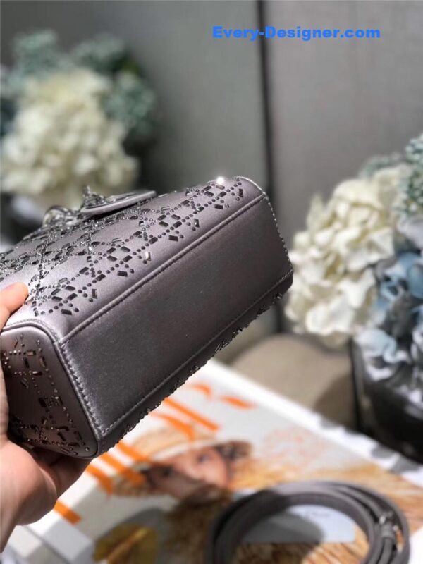 mini lady dior bag black strass cannage satin - Image 2