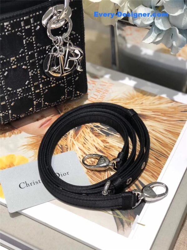 mini lady dior bag black strass cannage satin - Image 5