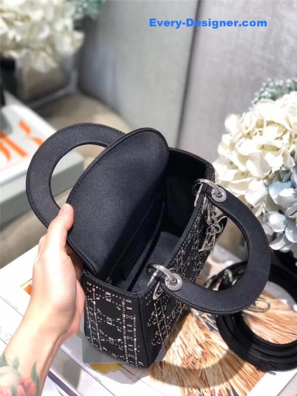 mini lady dior bag black strass cannage satin - Image 7