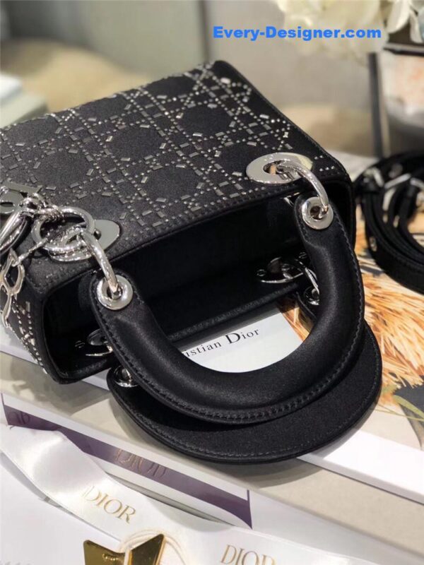 mini lady dior bag black strass cannage satin - Image 8