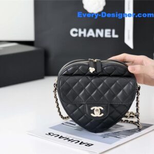 Chanel diamond heart bag black