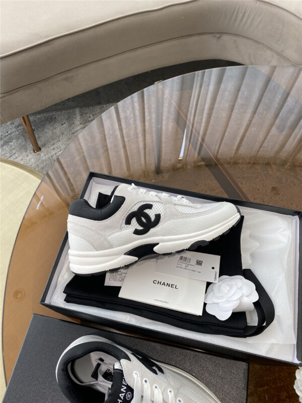 Chanel White and Black CC Runners - Image 2