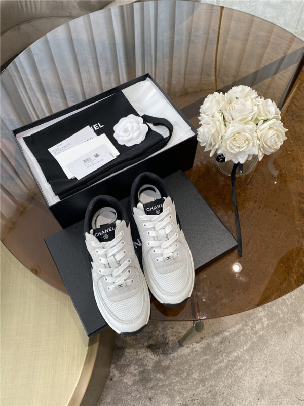 Chanel White and Black CC Runners - Image 8