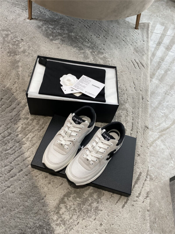 Chanel White and Black CC Runners - Image 9