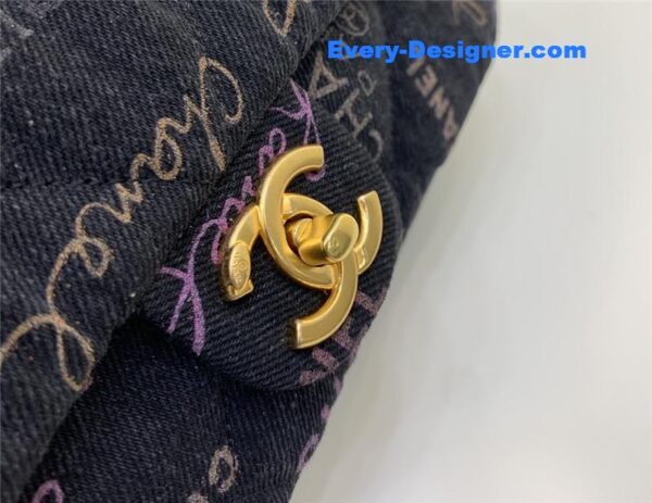 Chanel graffiti denim print cf bag - Image 5