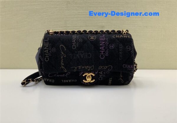 Chanel graffiti denim print cf bag - Image 9