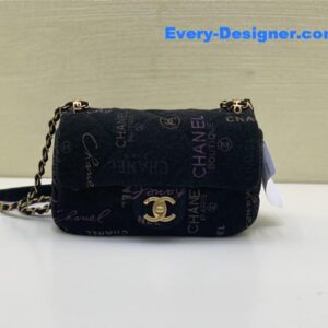 Chanel graffiti denim print cf bag small