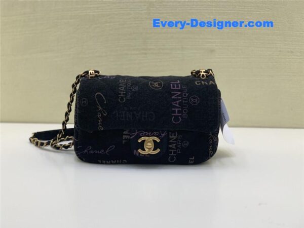 Chanel graffiti denim print cf bag small