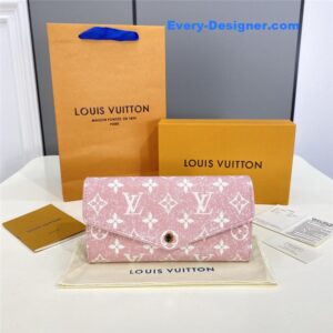 louis vuitton lv denim jacquard sarah wallet