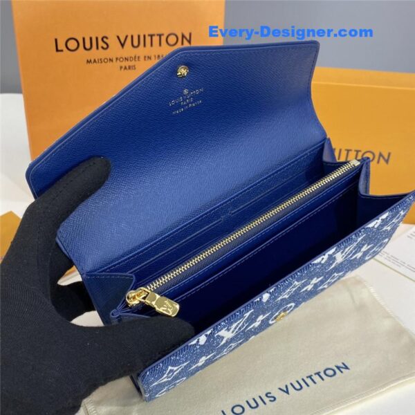 louis vuitton lv denim jacquard sarah wallet - Image 3