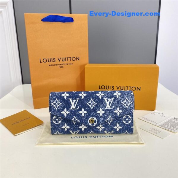 louis vuitton lv denim jacquard sarah wallet - Image 5