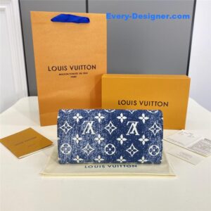 louis vuitton lv denim jacquard sarah wallet
