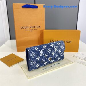 louis vuitton lv denim jacquard sarah wallet