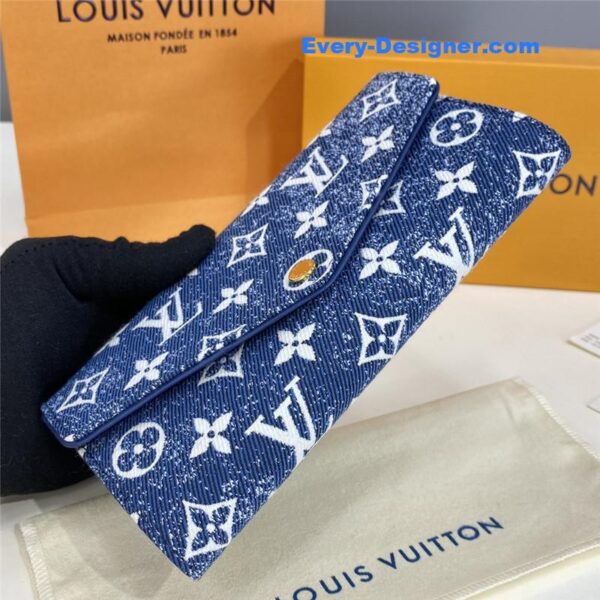 louis vuitton lv denim jacquard sarah wallet - Image 9