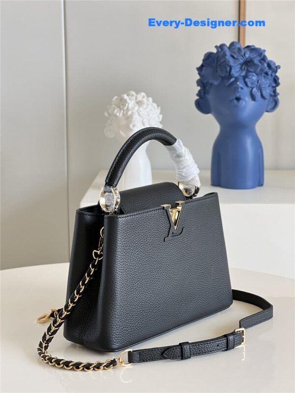 louis vuitton lv capucines small bag black - Image 9
