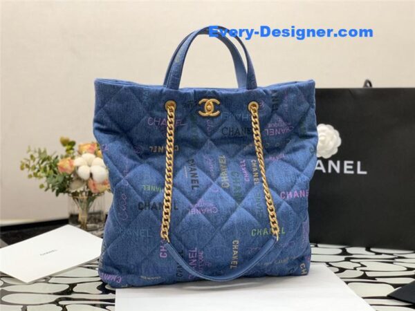 Chanel graffiti denim shopping bag - Image 8