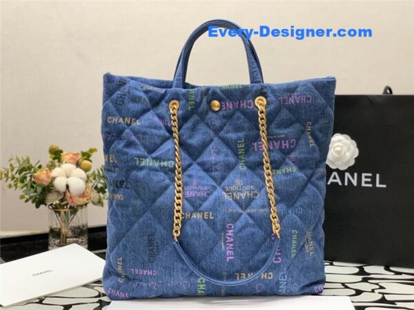 Chanel graffiti denim shopping bag
