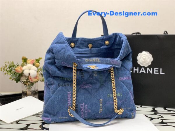 Chanel graffiti denim shopping bag - Image 9