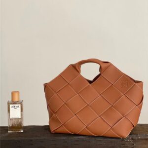 loewe woven basket gingham bag