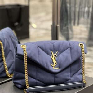 ysl loulou puffer denim shoulder bag