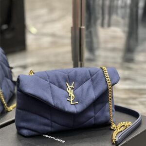 ysl loulou puffer small denim shoulder bag