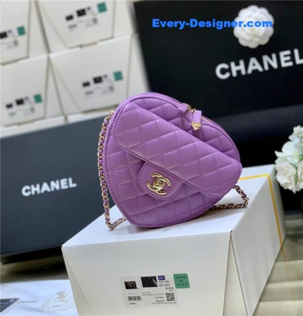 Chanel diamond heart bag purple - Image 5