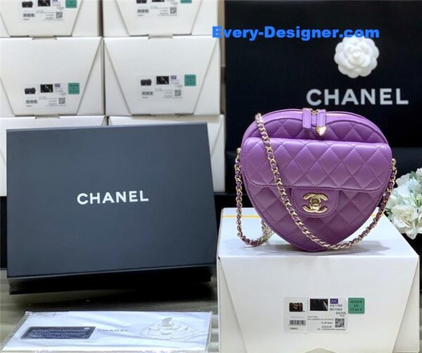 Chanel diamond heart bag purple - Image 7