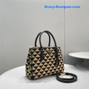 prada galeria embroidered triangle check tote bag