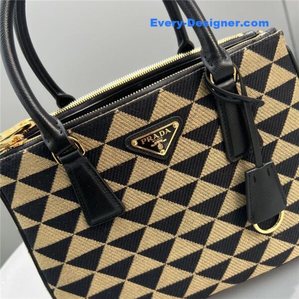 prada galeria embroidered triangle check tote bag - Image 6