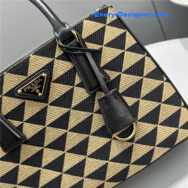 prada galeria embroidered triangle check tote bag - Image 7