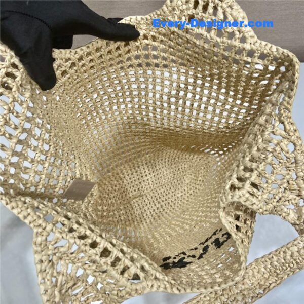 prada beige raffia beach tote bag - Image 4