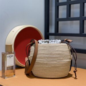 loewe woven straw basket bag