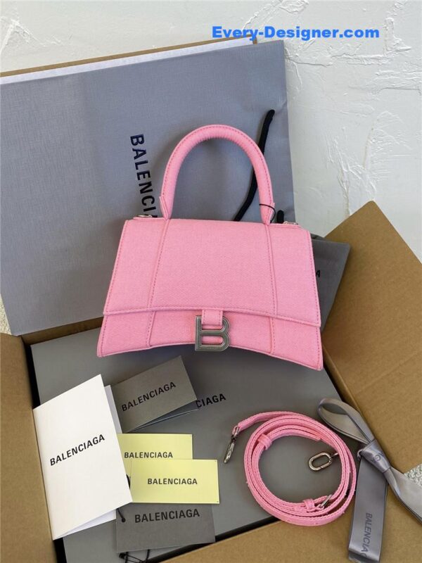 balenciaga denim hourglass bag pink - Image 4
