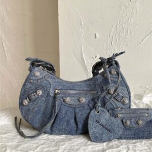 balenciaga le cagole denim motorcycle bag
