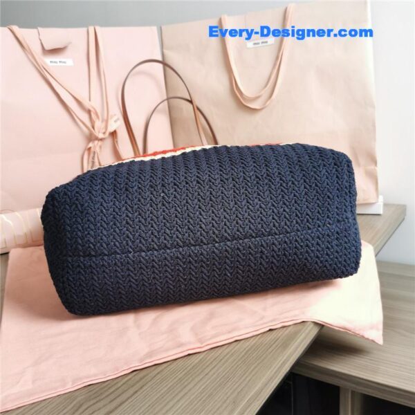 miumiu straw woven cotton tote bag - Image 5