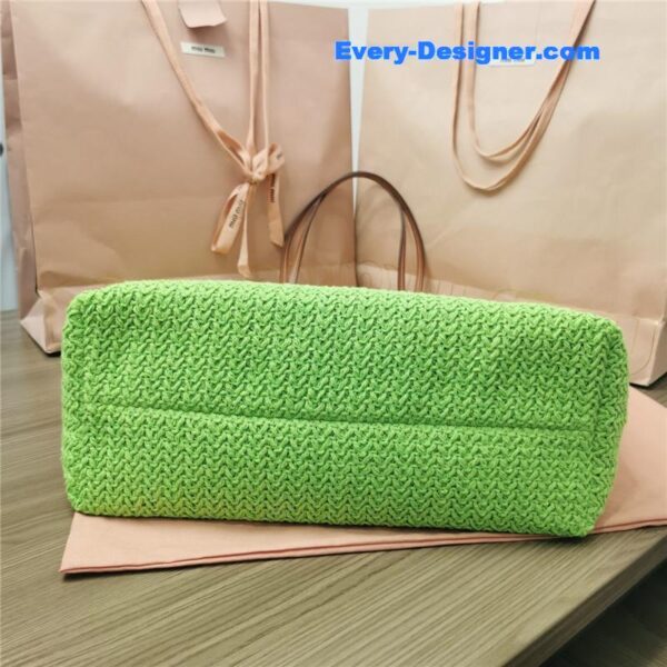 miumiu straw woven cotton tote bag - Image 3