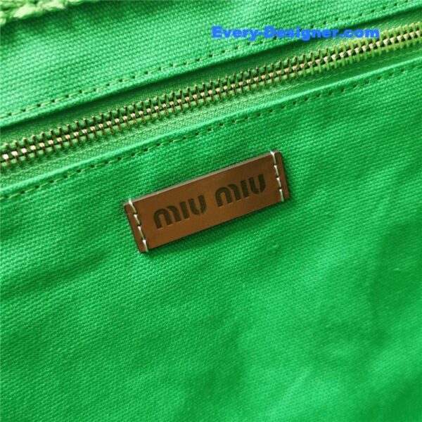 miumiu straw woven cotton tote bag - Image 6