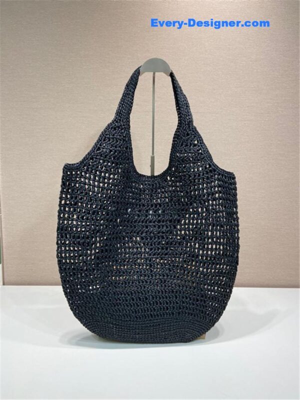 prada raffia tote bag black - Image 5
