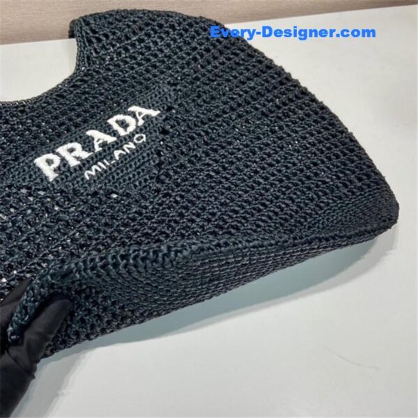 prada raffia tote bag black - Image 2