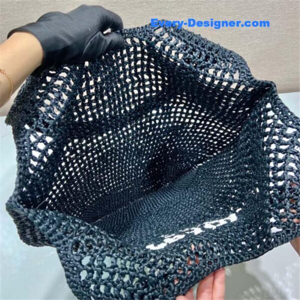 prada raffia tote bag black - Image 3