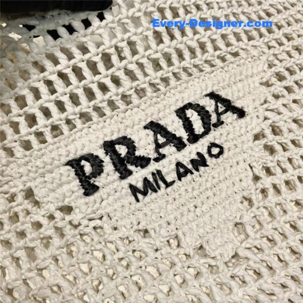 prada raffia tote bag white - Image 2