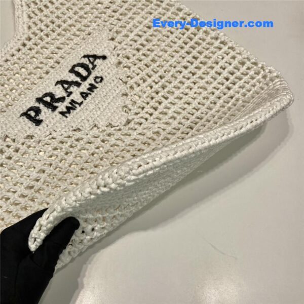 prada raffia tote bag white - Image 4