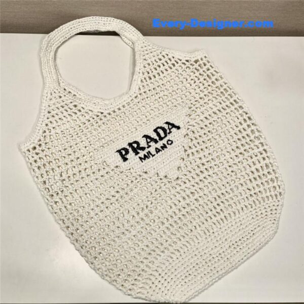 prada raffia tote bag white - Image 7