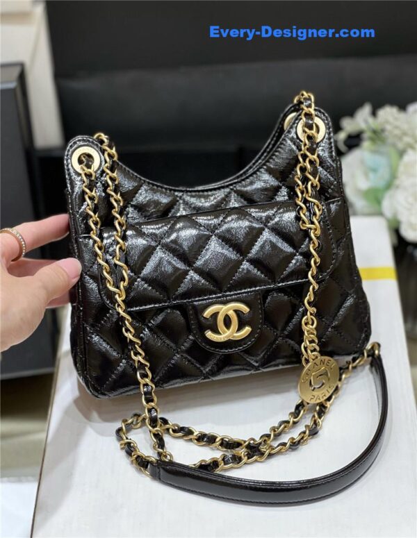 Chanel number 5 gold coin tag hobo bag small - Image 5