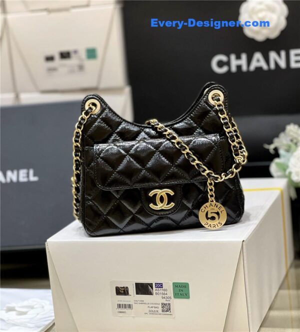 Chanel number 5 gold coin tag hobo bag small - Image 8